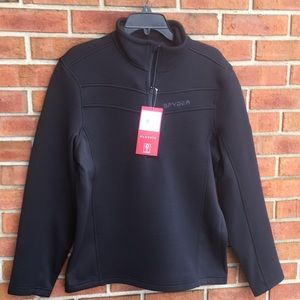 New! Spyder Encore Black Half Zip Fleece Pullover Athletic Sweater Jacket Medium